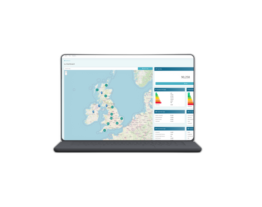 AIM Platform dashboard with UK map and EPC data